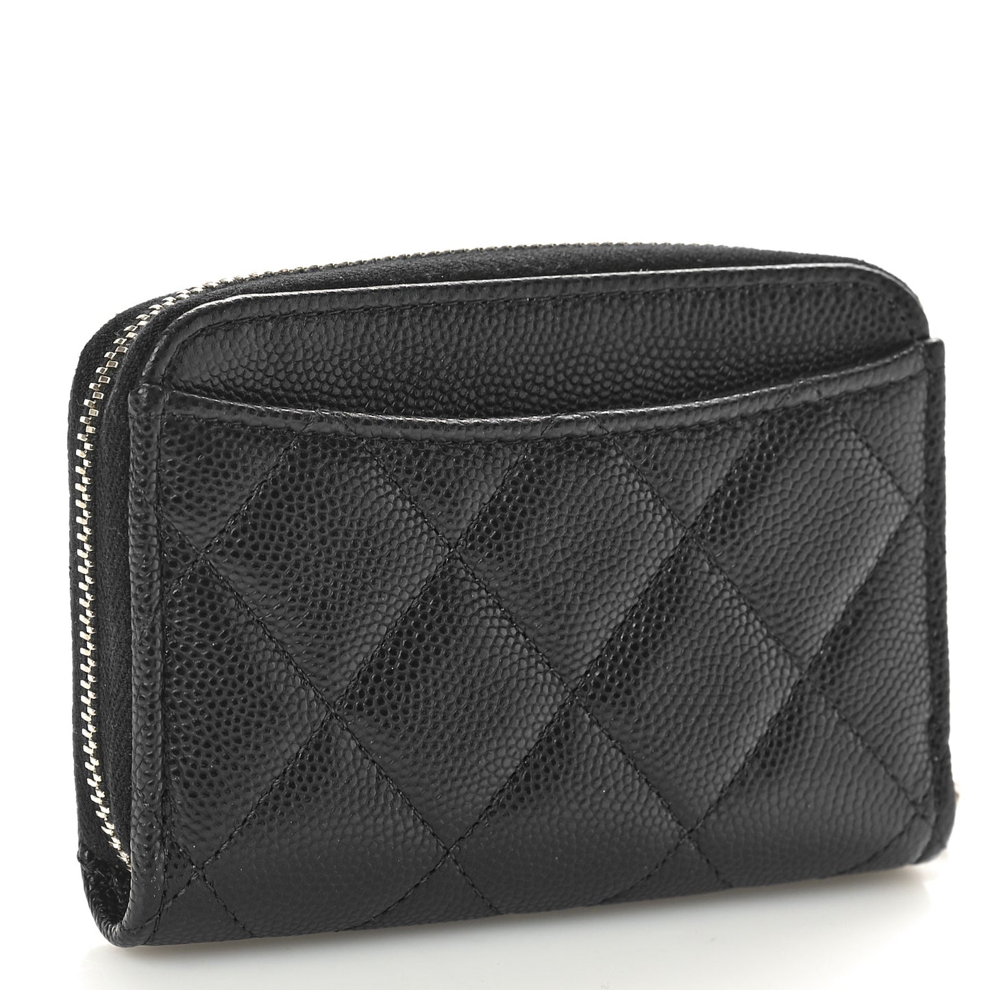 Caviar Enamel Coco Casino Quilted Zip Coin Purse Navy Blue