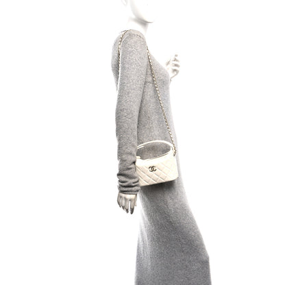Chanel Caviar Quilted Hobo Clutch With Chain White 2 of 12