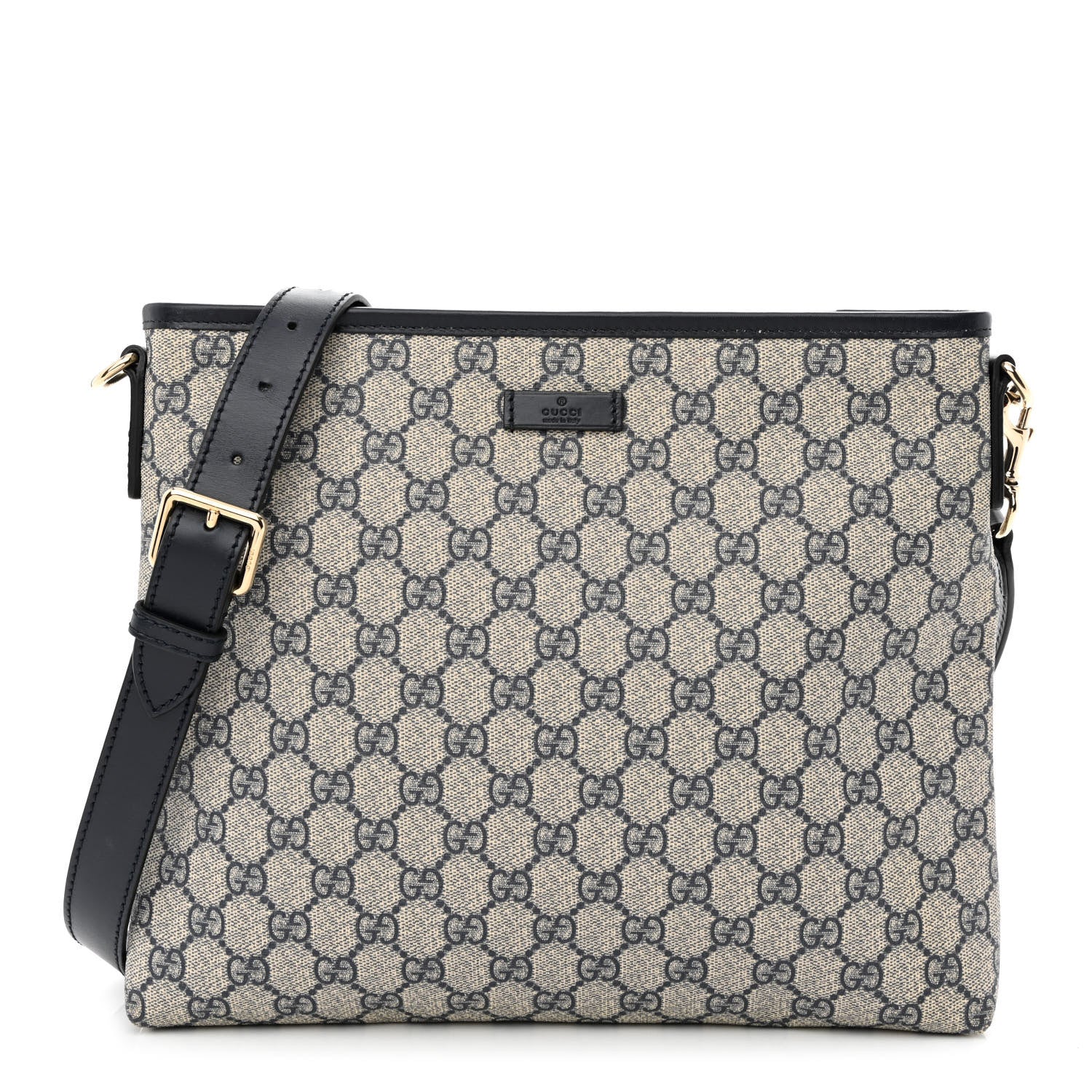 Gucci GG Plus Monogram Medium Flat Messenger Bag Navy 1 of 10