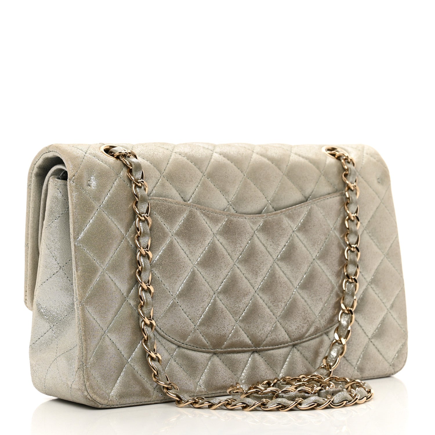 Chanel Iridescent Calfskin Quilted Medium Double Flap Silver 3 of 12