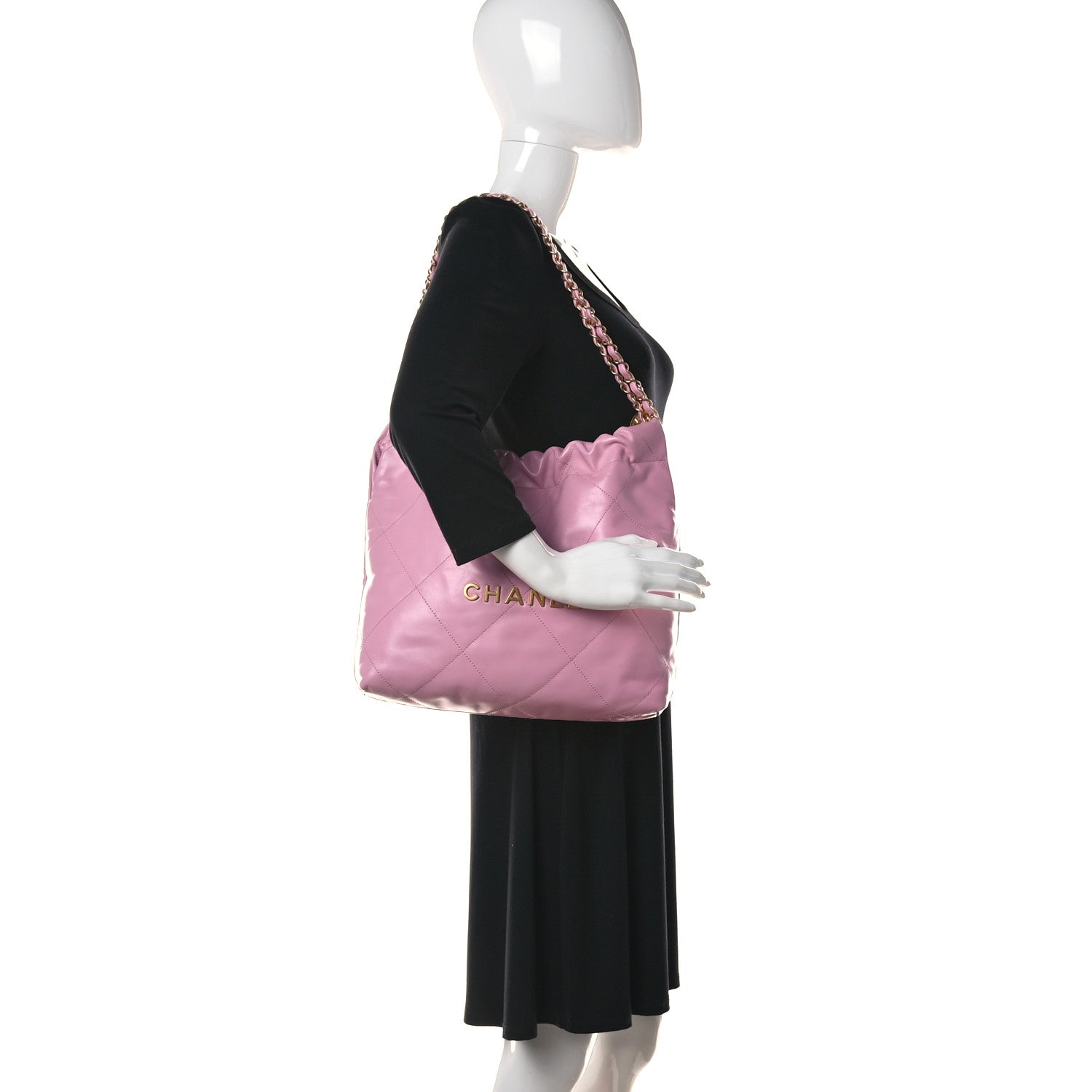 Chanel Shiny Calfskin Quilted Small Chanel 22 Pink 2 of 12