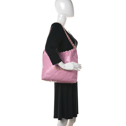 Chanel Shiny Calfskin Quilted Small Chanel 22 Pink 2 of 12