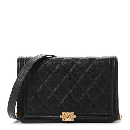 Chanel Caviar Quilted Boy Wallet On Chain WOC Black 1 of 6