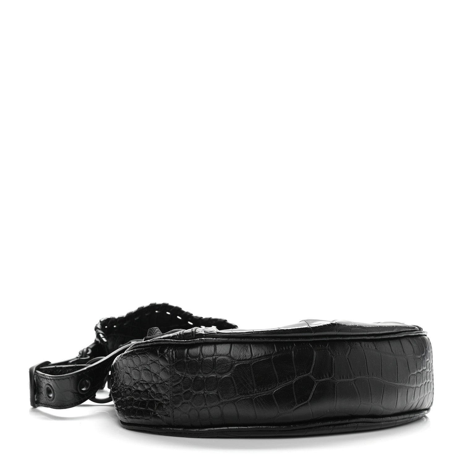 Balenciaga Extra Supple Calfskin Crocodile Embossed Monochrome Le Cagole Shoulder Bag XS Black 4 of 10