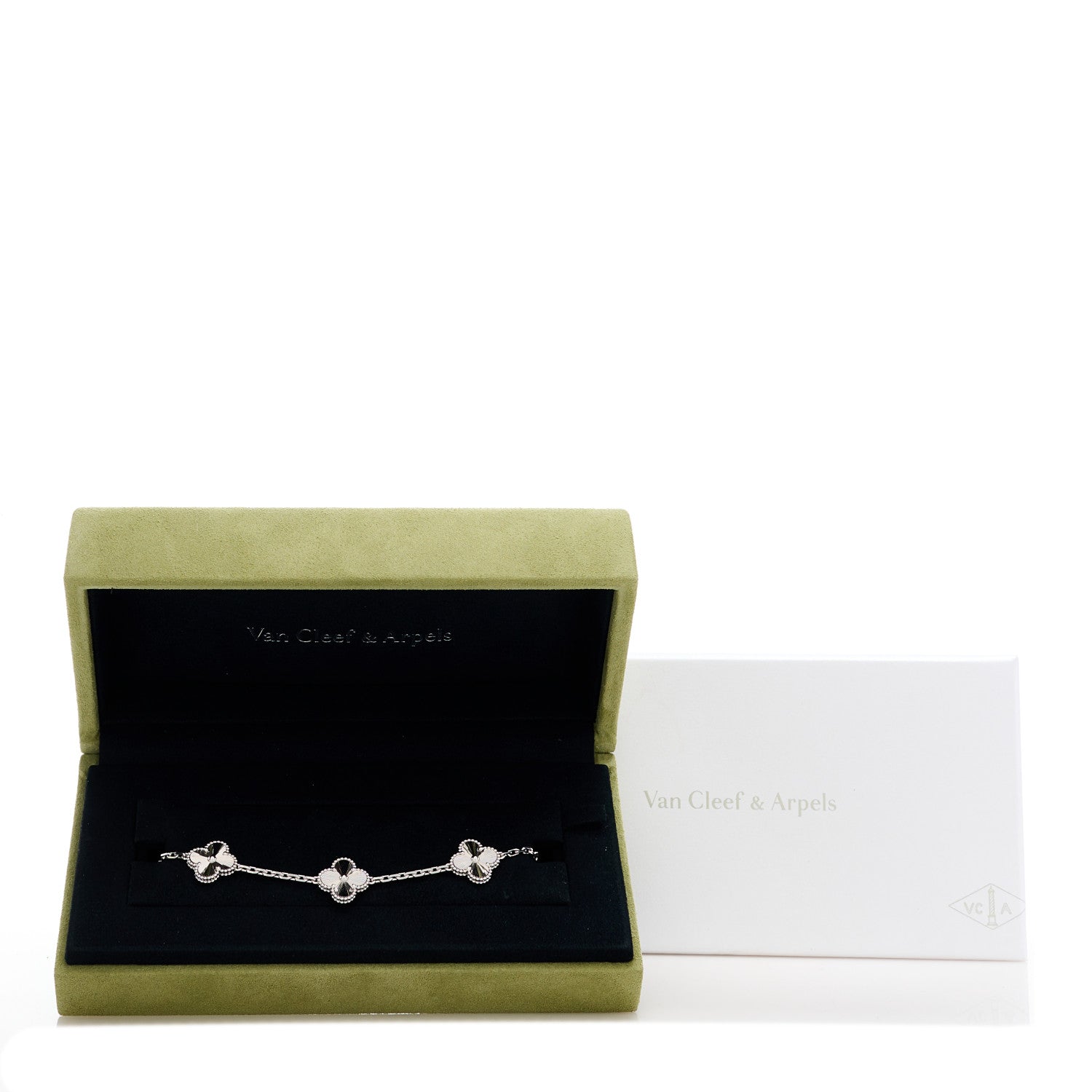 Van Cleef & Arpels 18K White Gold 5 Motifs Guilloche Vintage Alhambra Bracelet 5 of 5