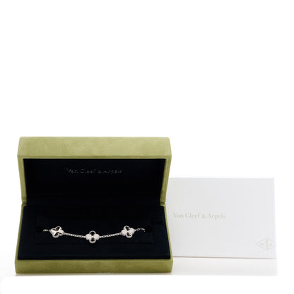 Van Cleef & Arpels 18K White Gold 5 Motifs Guilloche Vintage Alhambra Bracelet 5 of 5