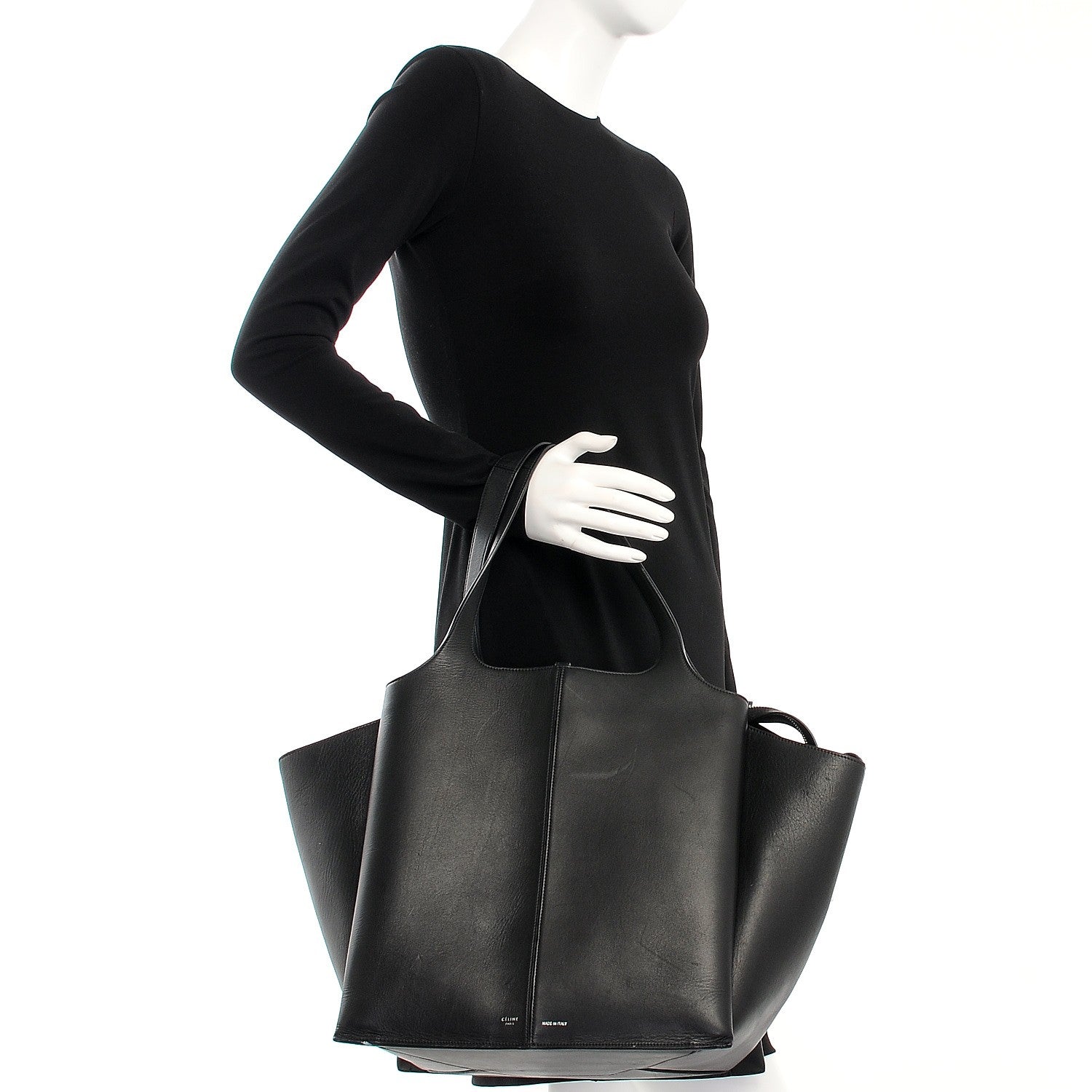 Celine Supple Natural Calfskin Vertical Tri-Fold Bag Black 2 of 13