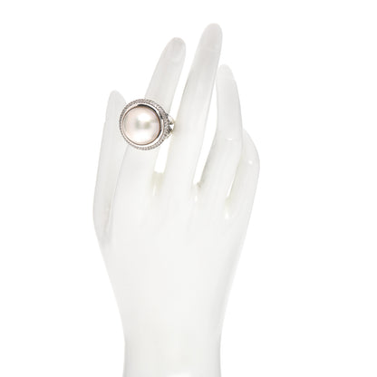 David Yurman Sterling Silver Diamond Pearl 18mm Cerise Ring 52 6 2 of 5