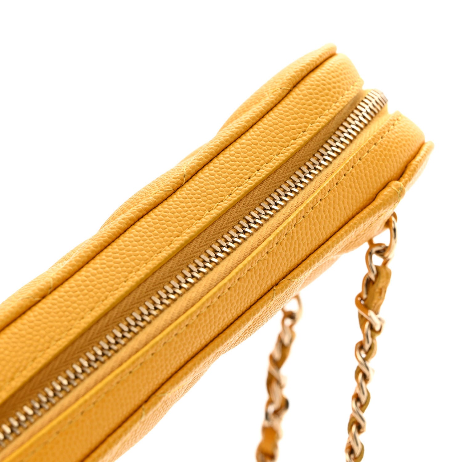 Chanel Caviar Quilted Phone Holder Wallet On Chain WOC Yellow 11 of 12