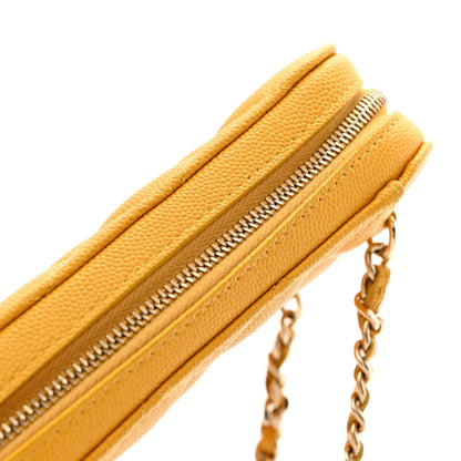 Chanel Caviar Quilted Phone Holder Wallet On Chain WOC Yellow 11 of 12