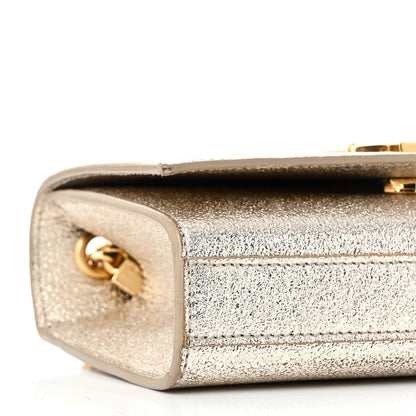 Saint Laurent Metallic Calfskin Small Classic Monogram Kate Satchel Platine 8 of 10