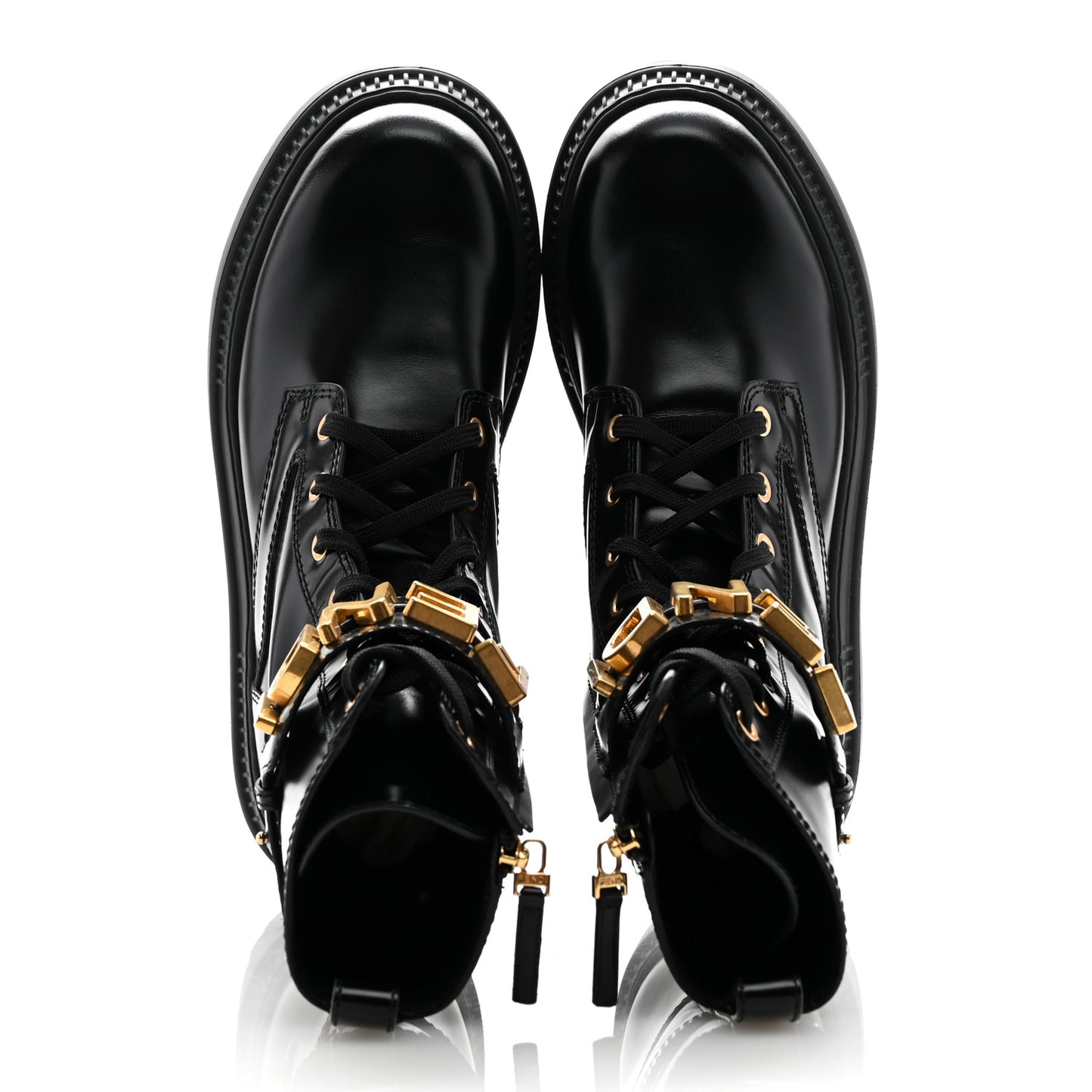 Vitello Abrasivato Fendigraphy 50mm Biker Boots 38 Black