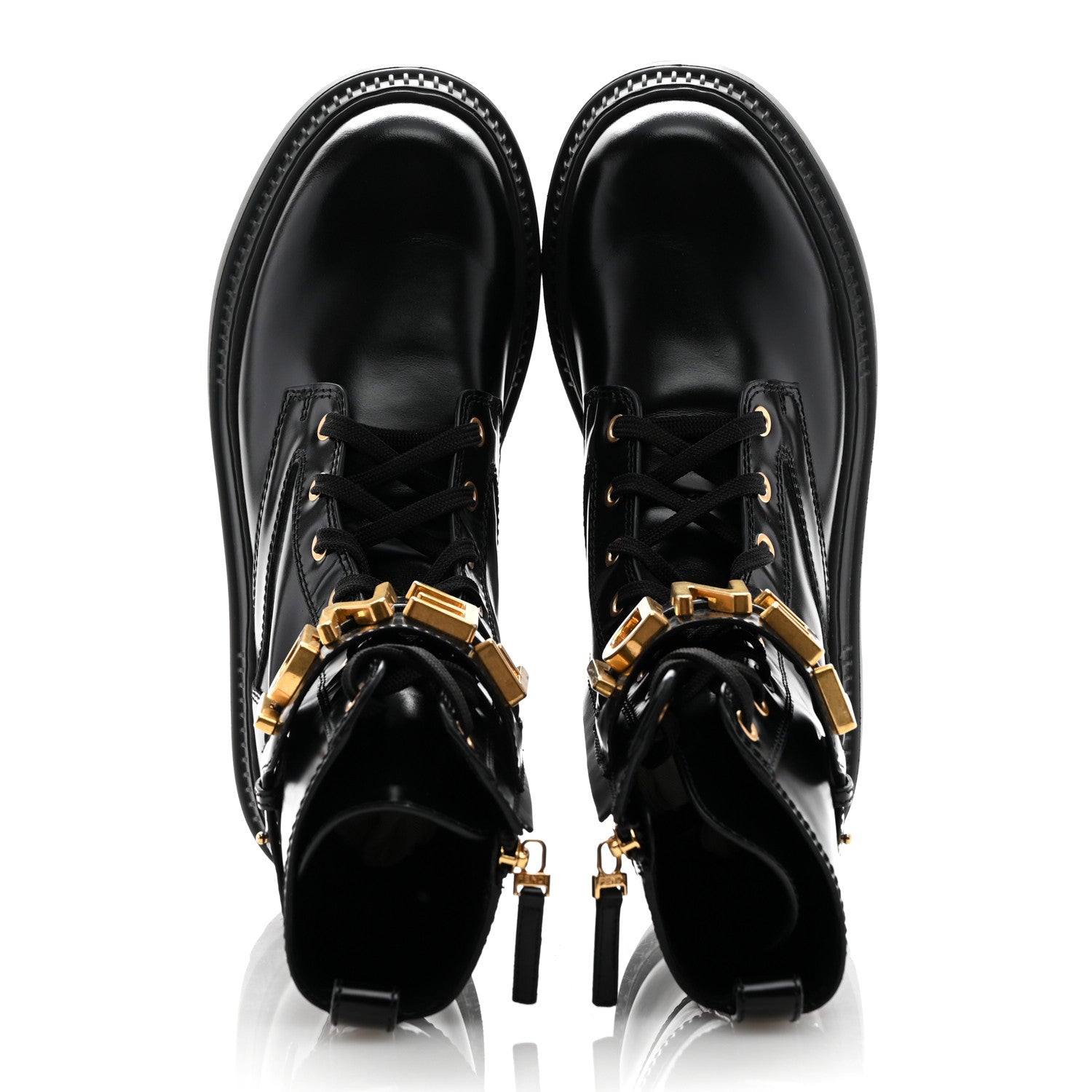 Fendi Vitello Abrasivato Fendigraphy 50mm Biker Boots 38 Black 2 of 9