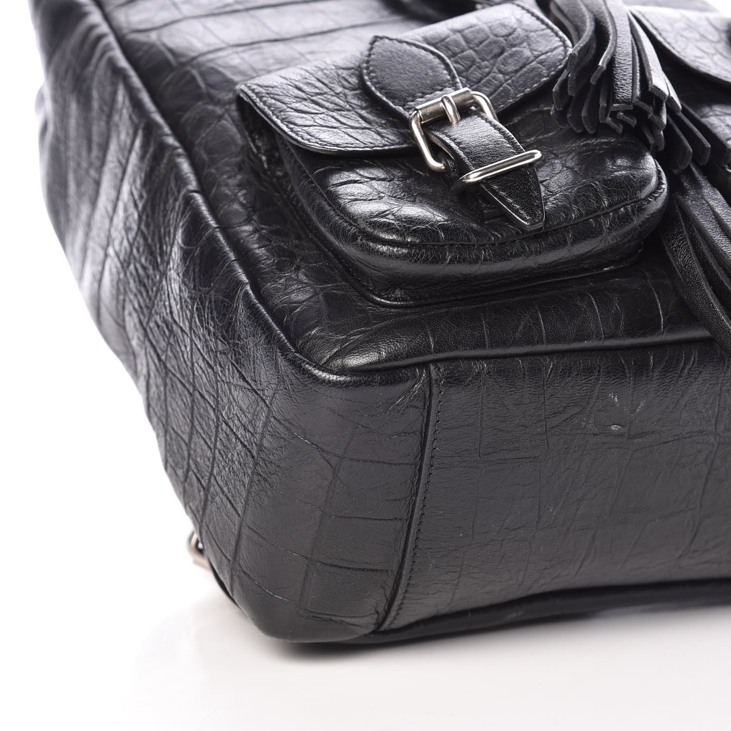 Saint Laurent Crocodile Embossed Lambskin Festival Backpack Black 8 of 12