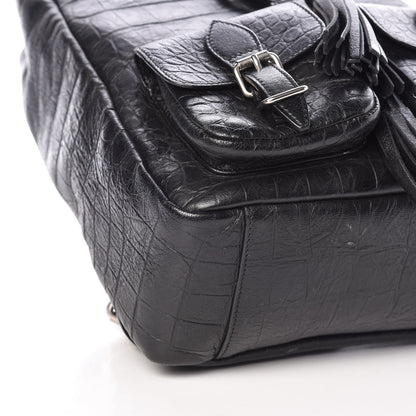 Saint Laurent Crocodile Embossed Lambskin Festival Backpack Black 8 of 12