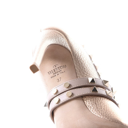 Valentino Garavani Metallic Grained Calfskin Rockstud Crisscross Ankle Wrap 105mm Pumps 37 Rame Poudre 8 of 10