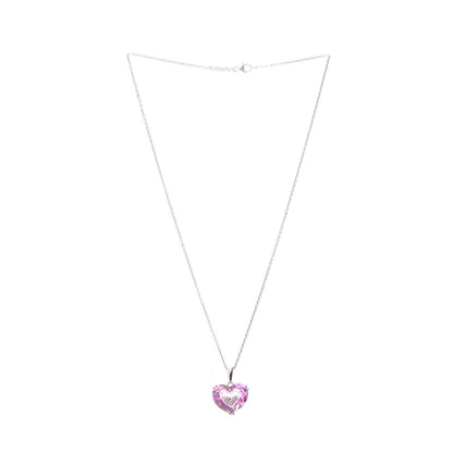 Chopard 18K White Gold Pink Sapphire 3 Diamonds So Happy Heart Necklace 4 of 7