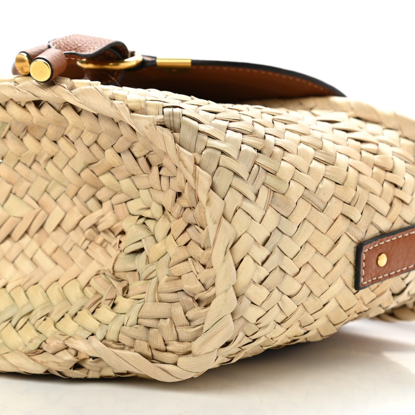 Raffia Calfskin Marcie Basket Tan