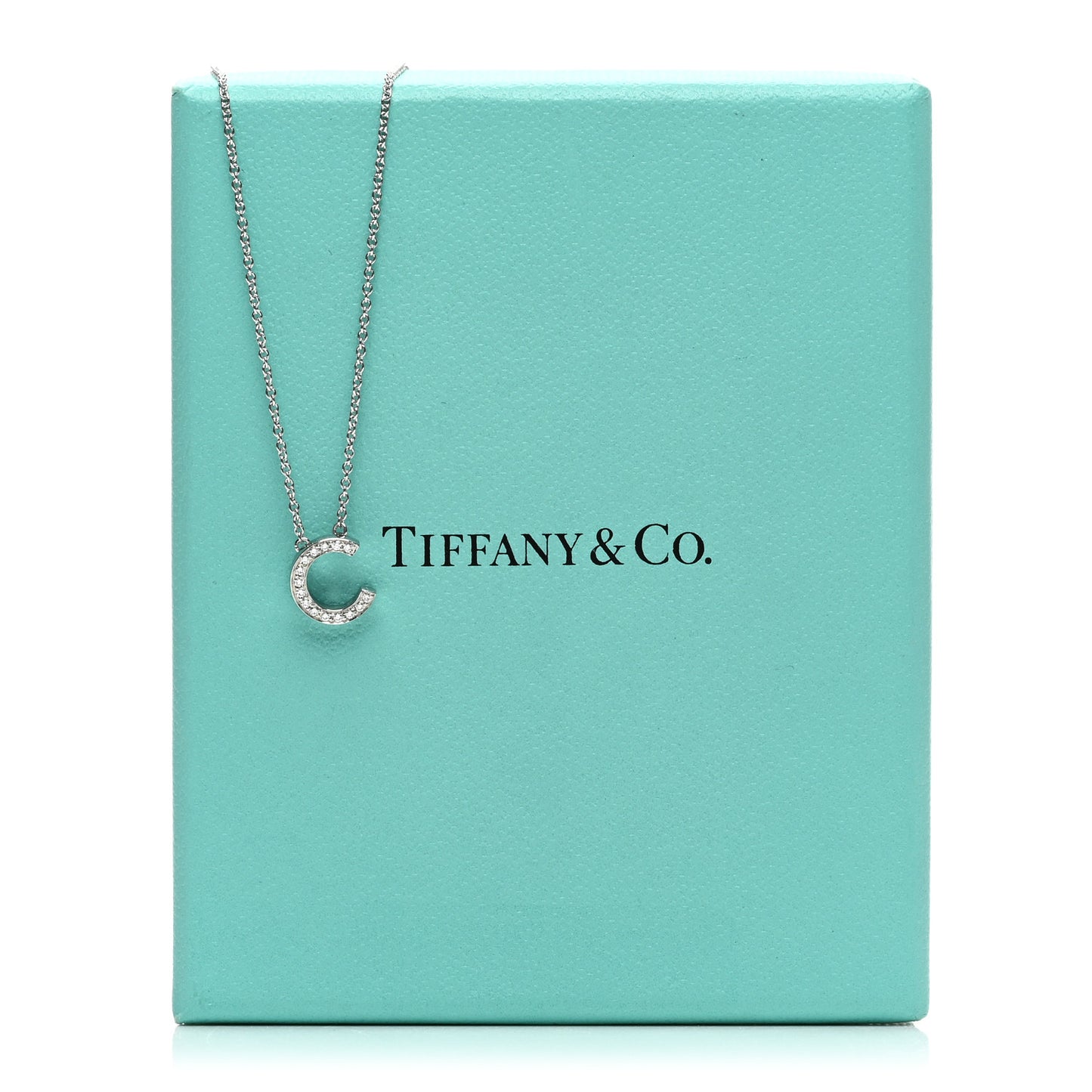 Platinum Diamond Letters C Pendant Necklace