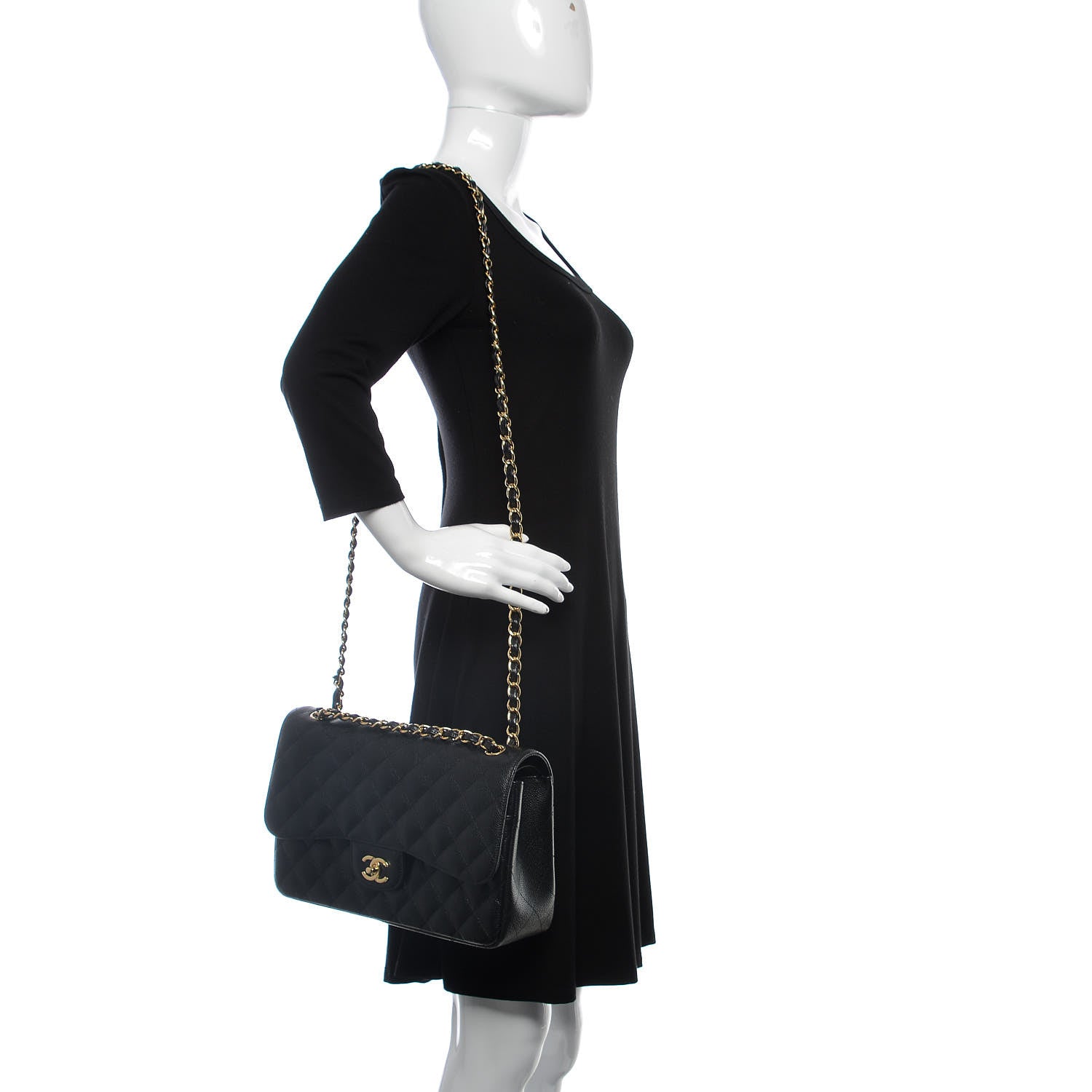 Chanel Caviar Quilted Jumbo Double Flap Black 2 of 10