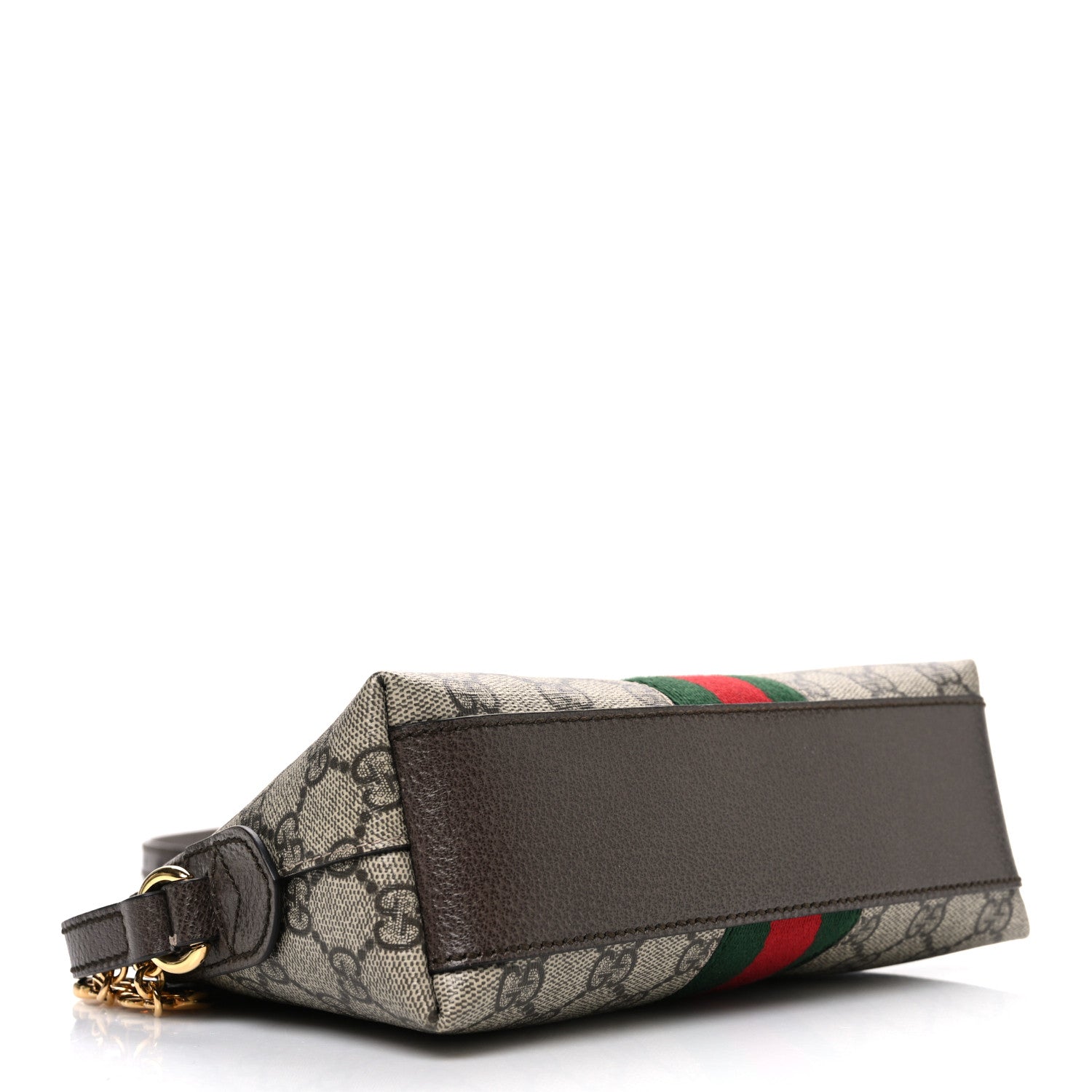 Gucci GG Supreme Monogram Textured Dollar Calfskin Web Small Ophidia Dome Shoulder Bag Beige Ebony New Acero 4 of 11
