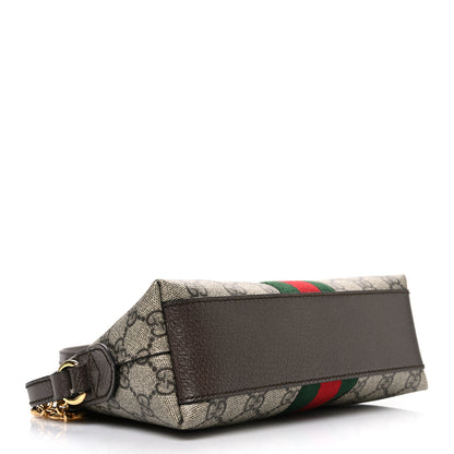 Gucci GG Supreme Monogram Textured Dollar Calfskin Web Small Ophidia Dome Shoulder Bag Beige Ebony New Acero 4 of 11