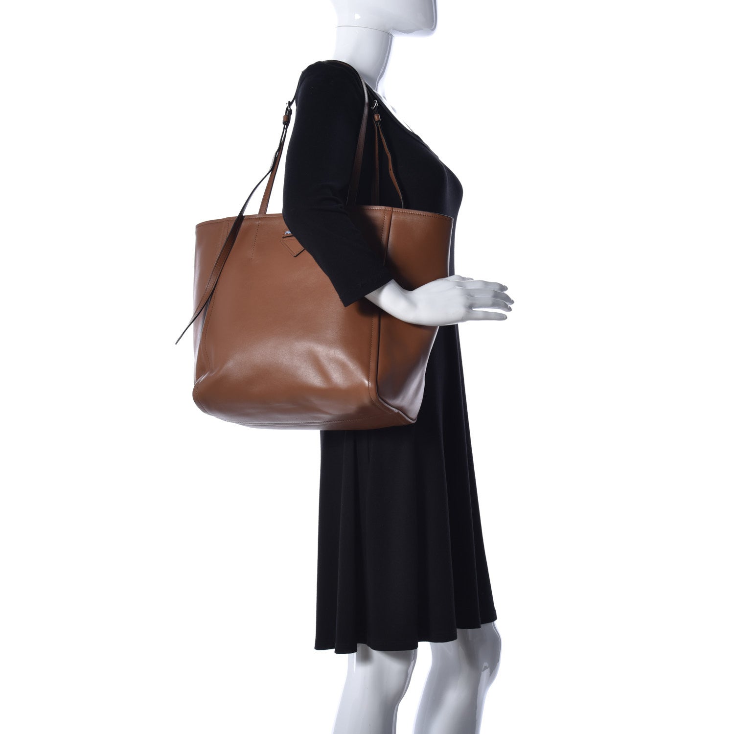 Prada Calfskin Large Concept Shopper Tote Cuoio 2 of 9