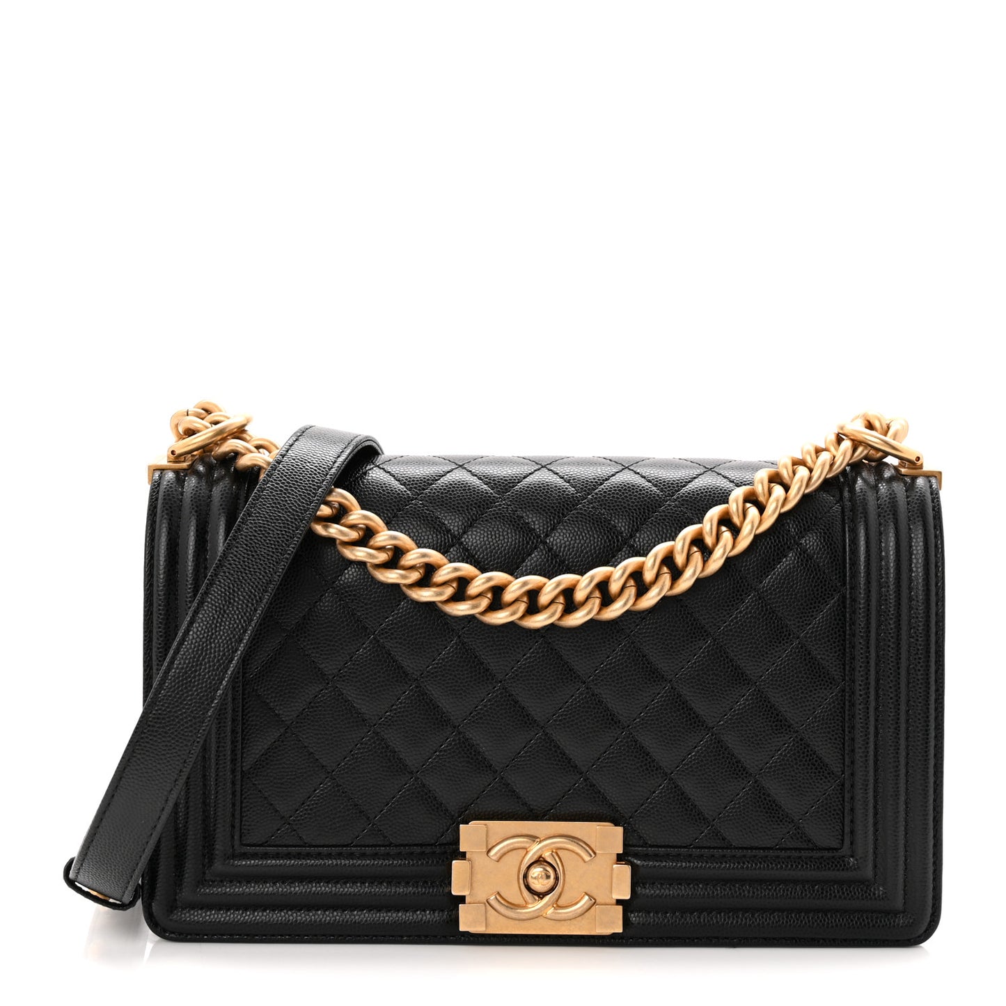Caviar Quilted Medium Boy Flap Black