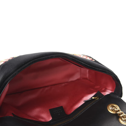 Gucci Velvet Matelasse Loved Embroidered Medium GG Marmont Shoulder Bag Black 5 of 11