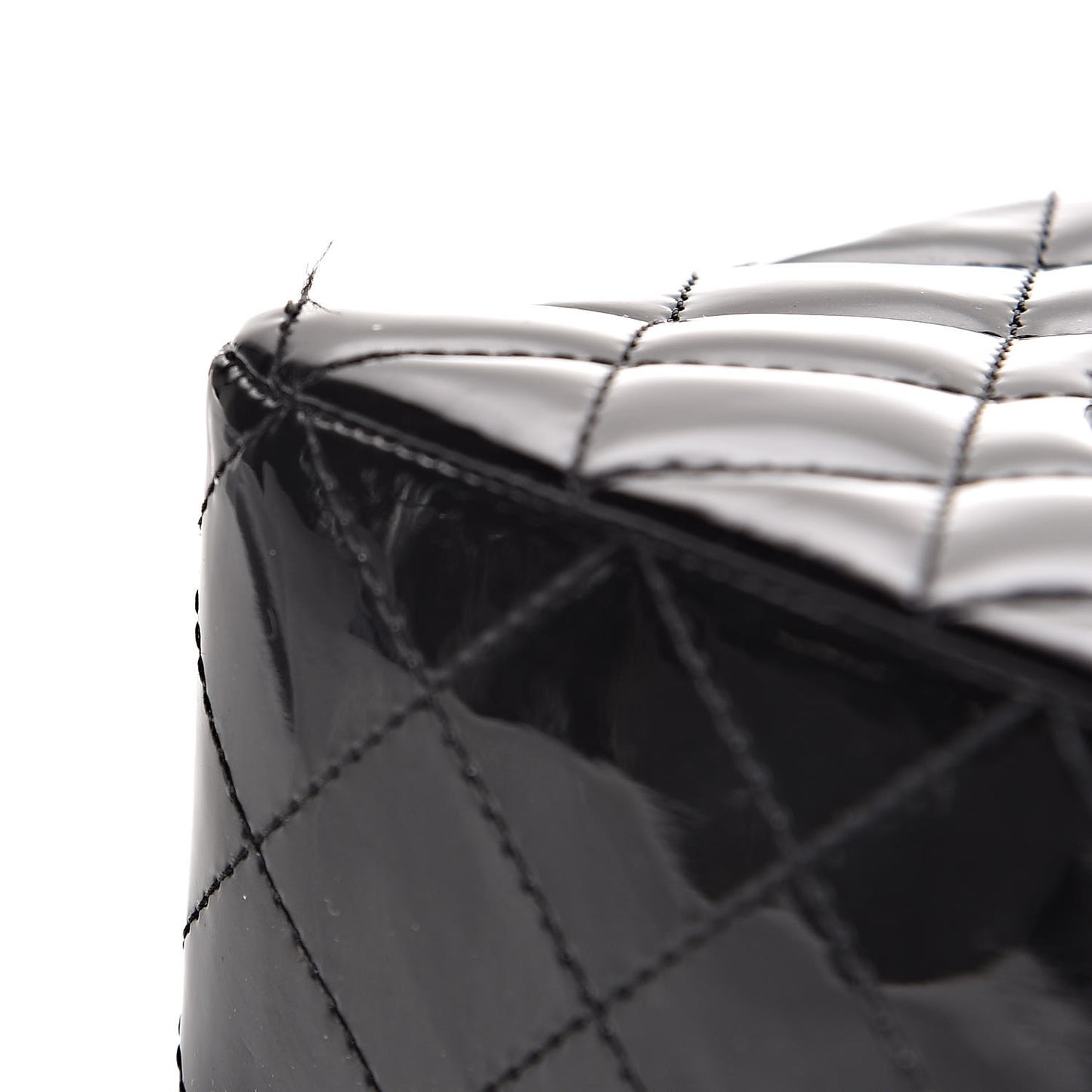 Patent Quilted Medium Double Flap Black
