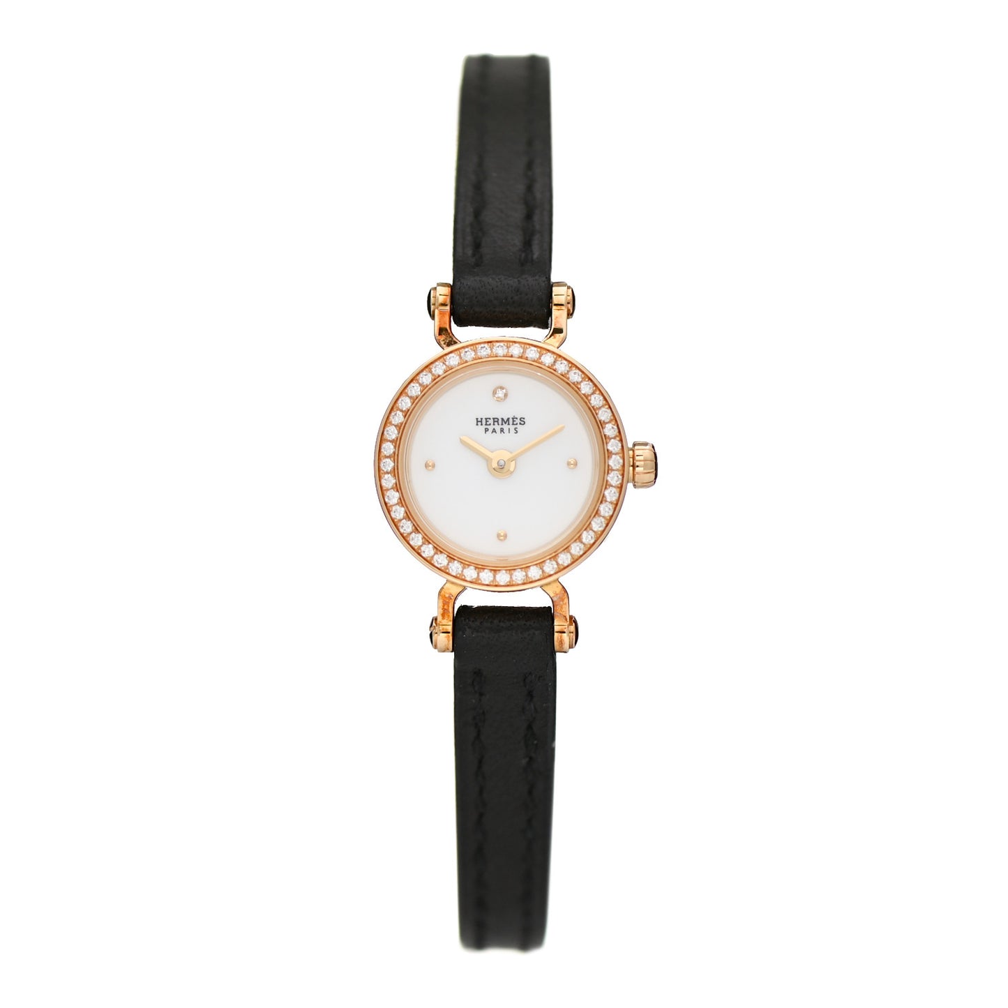 18K Yellow Gold Barenia Diamond 16mm Faubourg Quartz Watch Noir