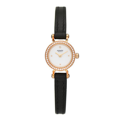Hermes 18K Yellow Gold Barenia Diamond 16mm Faubourg Quartz Watch Noir 1 of 5