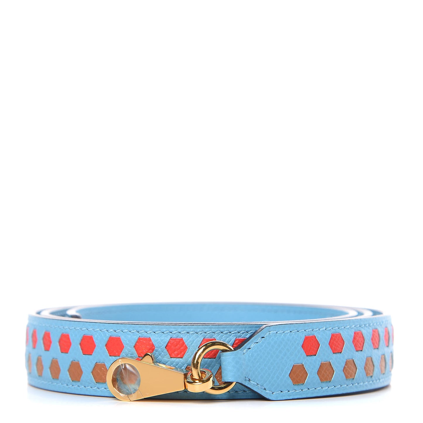 Epsom 25mm Tressage Shoulder Strap Bleu De Nord Rouge De Coeur Gold