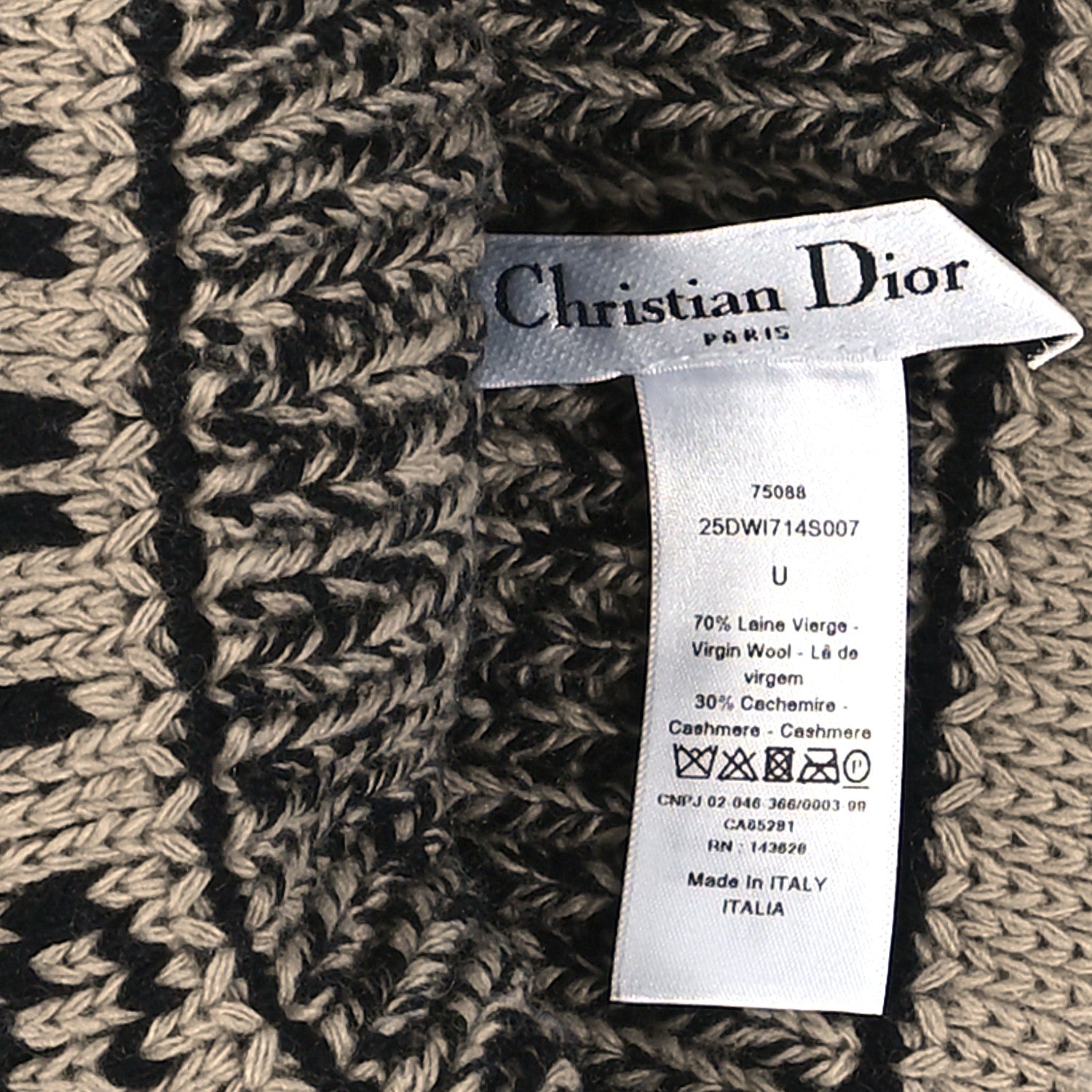 Christian Dior Cashmere Wool D-White Beanie Black Ivory 3 of 3