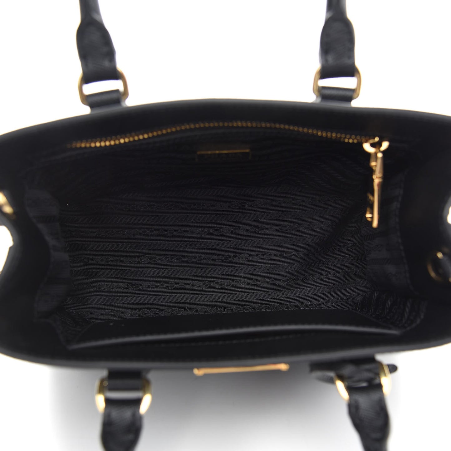 Saffiano Lux Micro Galleria Shoulder Bag Black