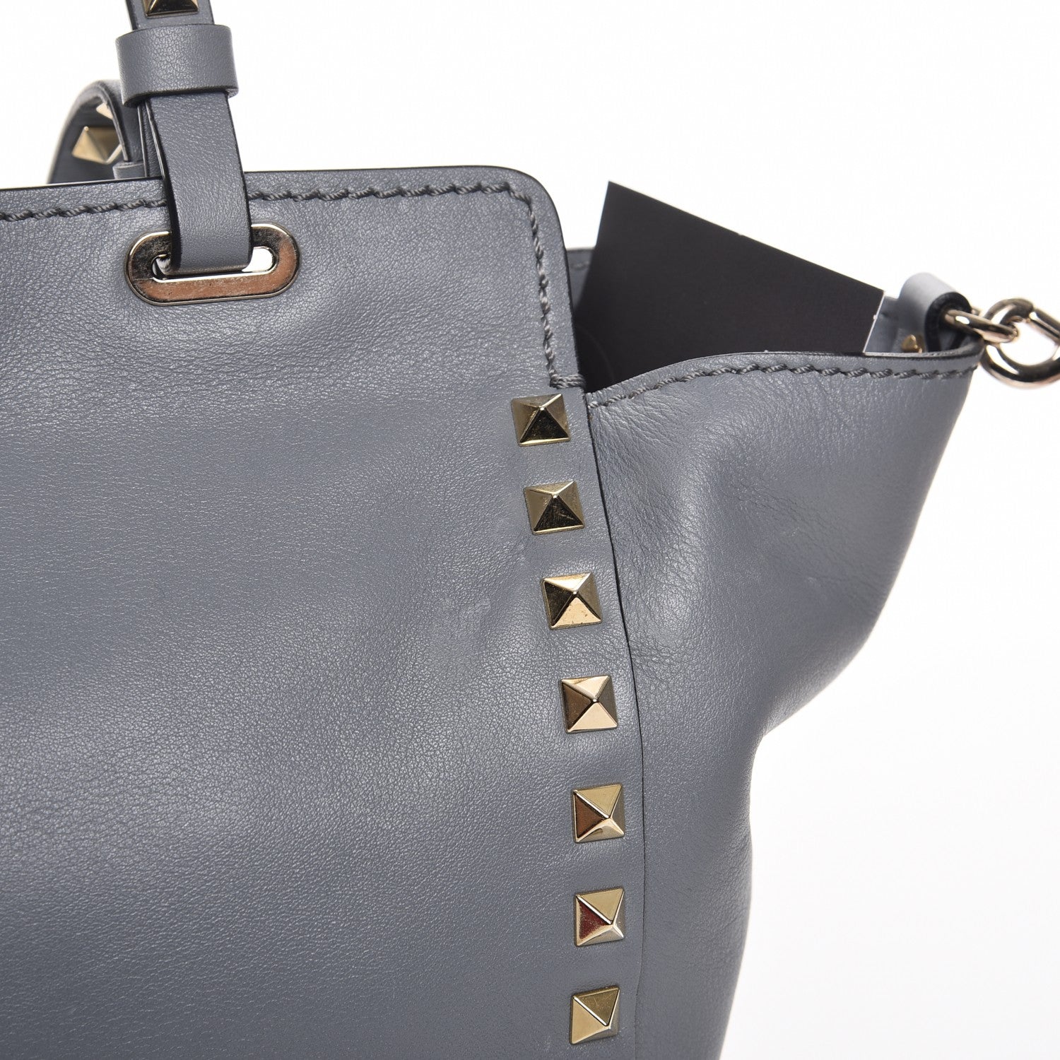 Valentino Garavani Vitello Small Rockstud Tote Grey 10 of 10