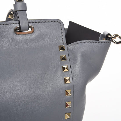 Valentino Garavani Vitello Small Rockstud Tote Grey 10 of 10