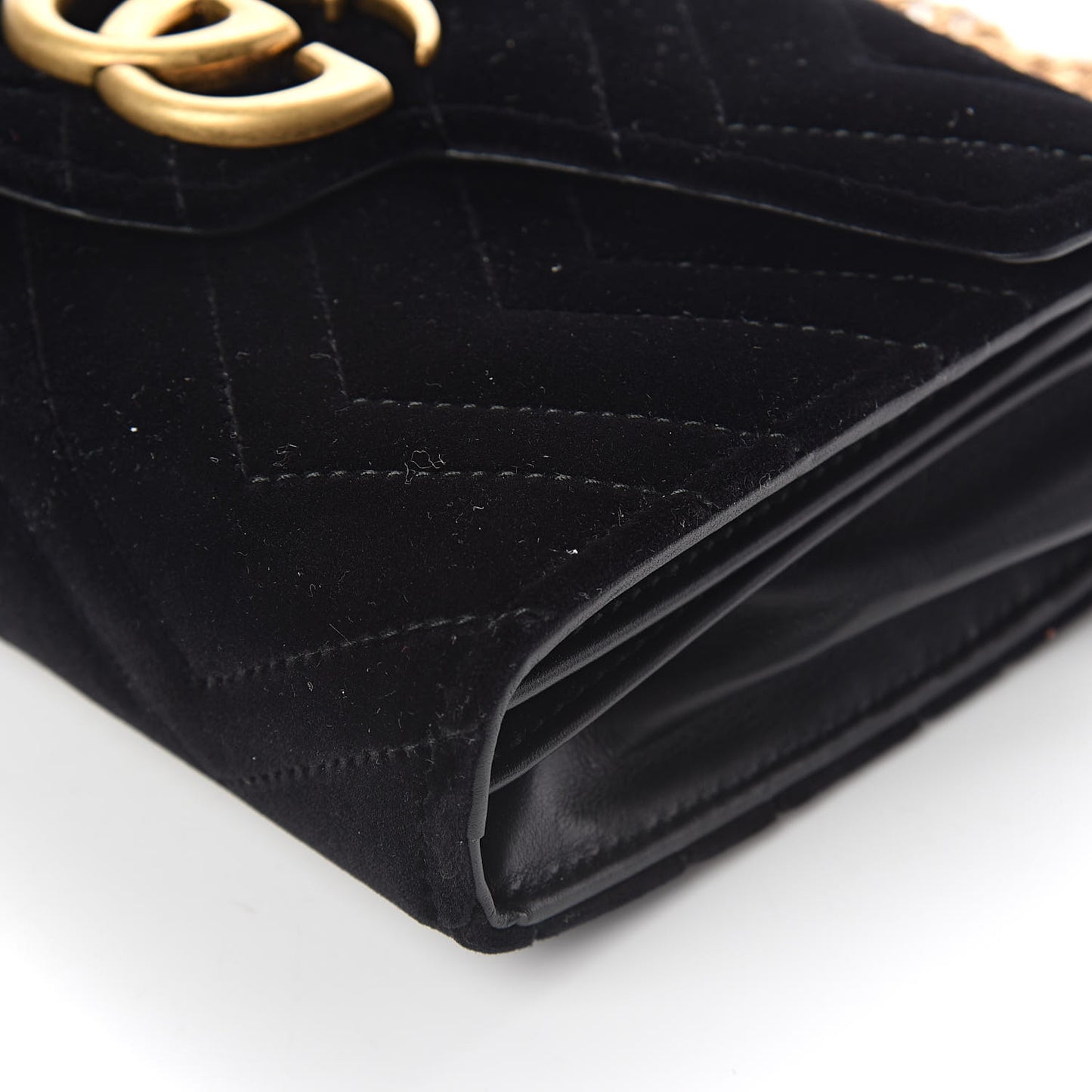 Velvet Matelasse GG Marmont Chain Wallet Black