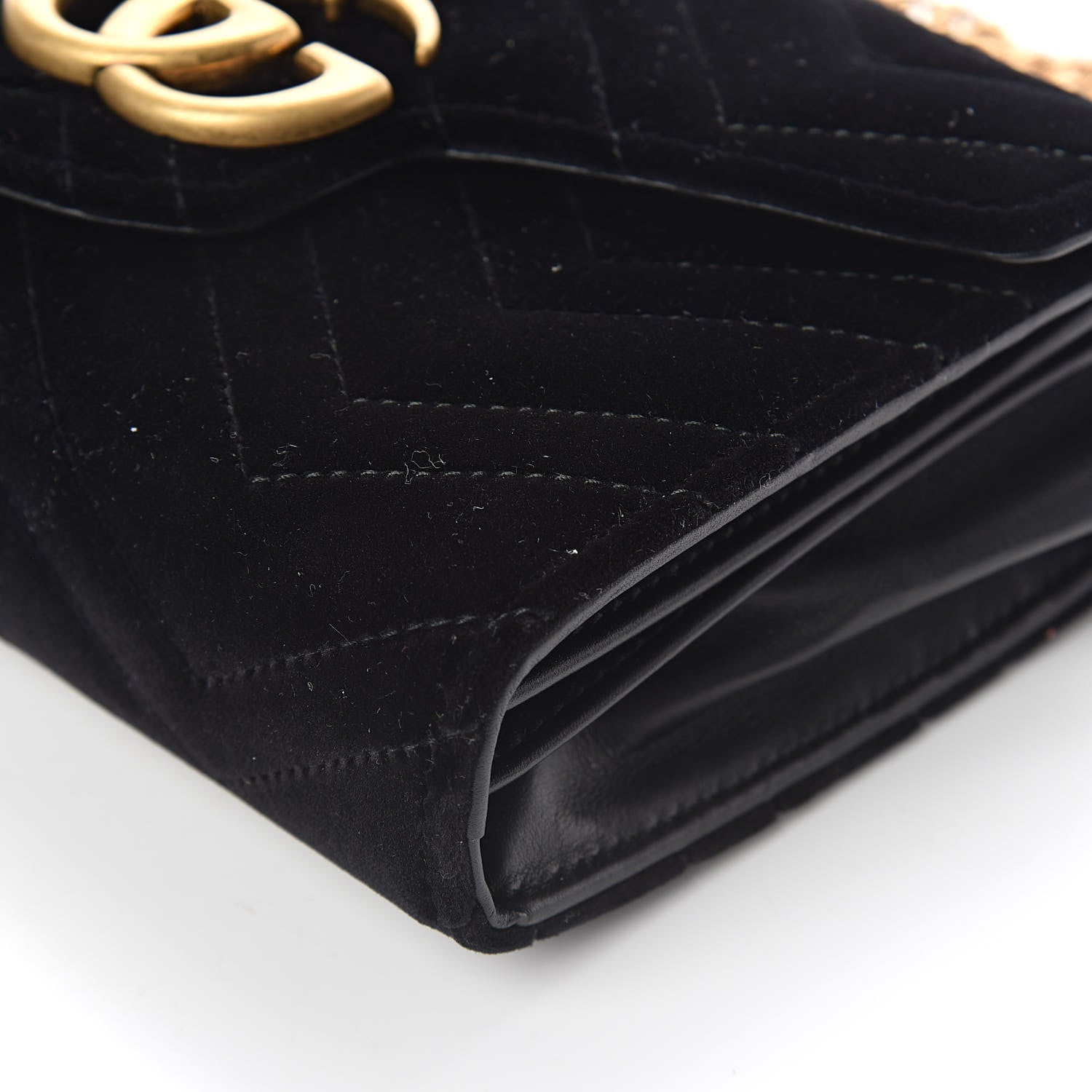 Gucci Velvet Matelasse GG Marmont Chain Wallet Black 8 of 9