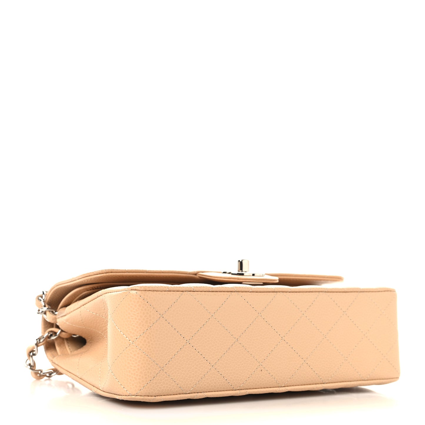 Caviar Quilted Small Double Flap Beige