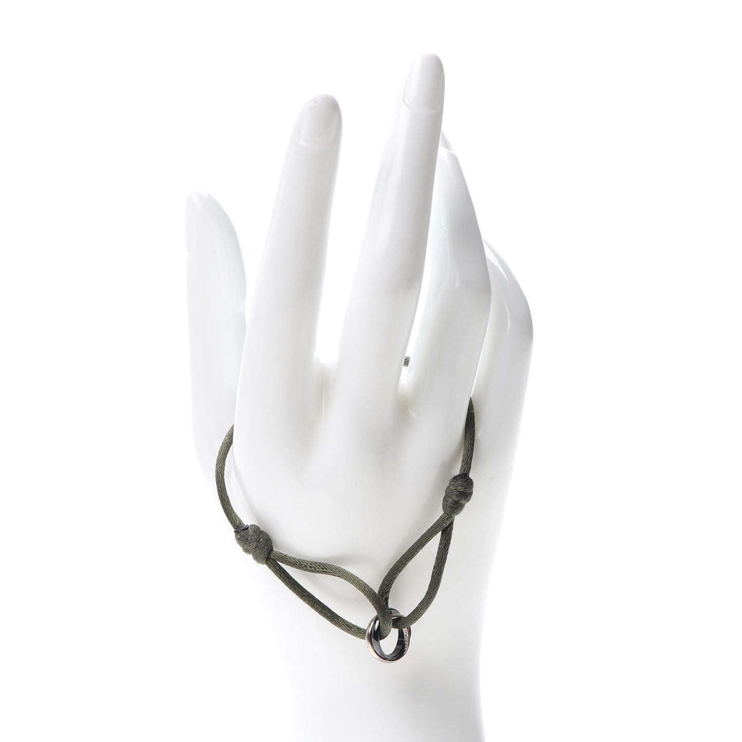 18K White Gold Ceramic Trinity Cord Bracelet Green