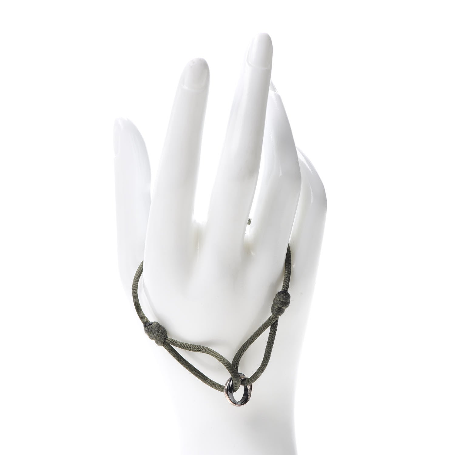 Cartier 18K White Gold Ceramic Trinity Cord Bracelet Green 2 of 5