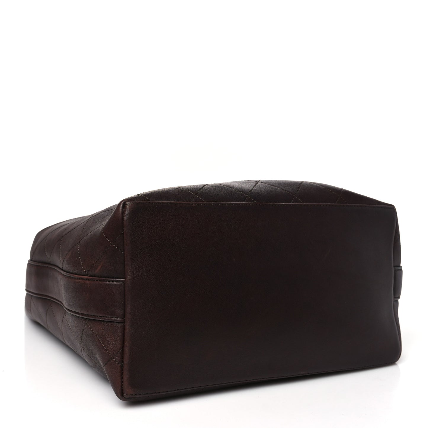 Calfskin Quilted Small On My Shoulder Drawstring Bag Brown
