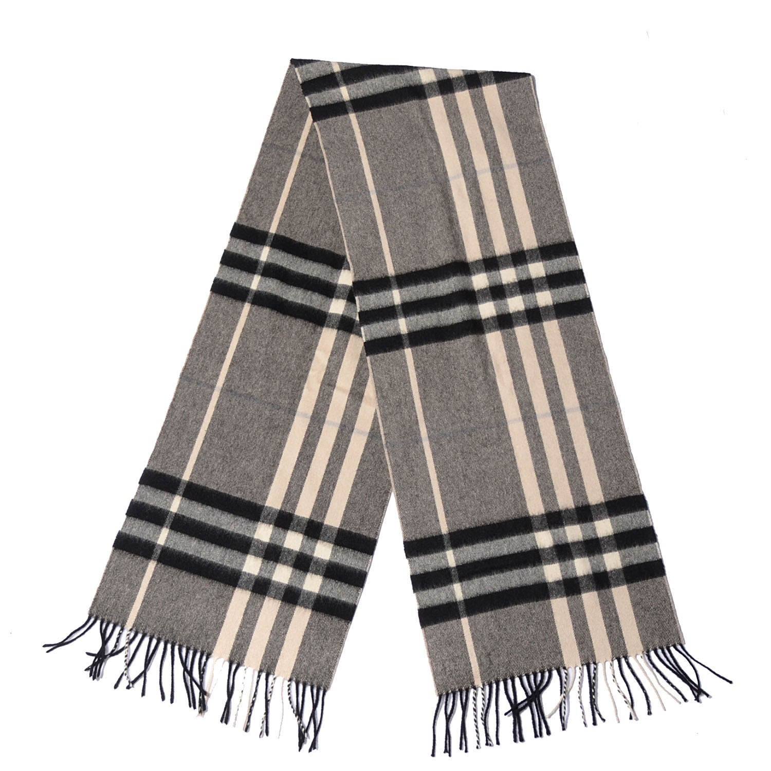 Burberry Cashmere Beat Check Fringe Scarf Black 3 of 5