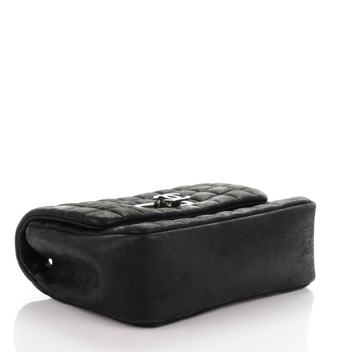 Iridescent Calfskin Square Quilted Mini Flap Black