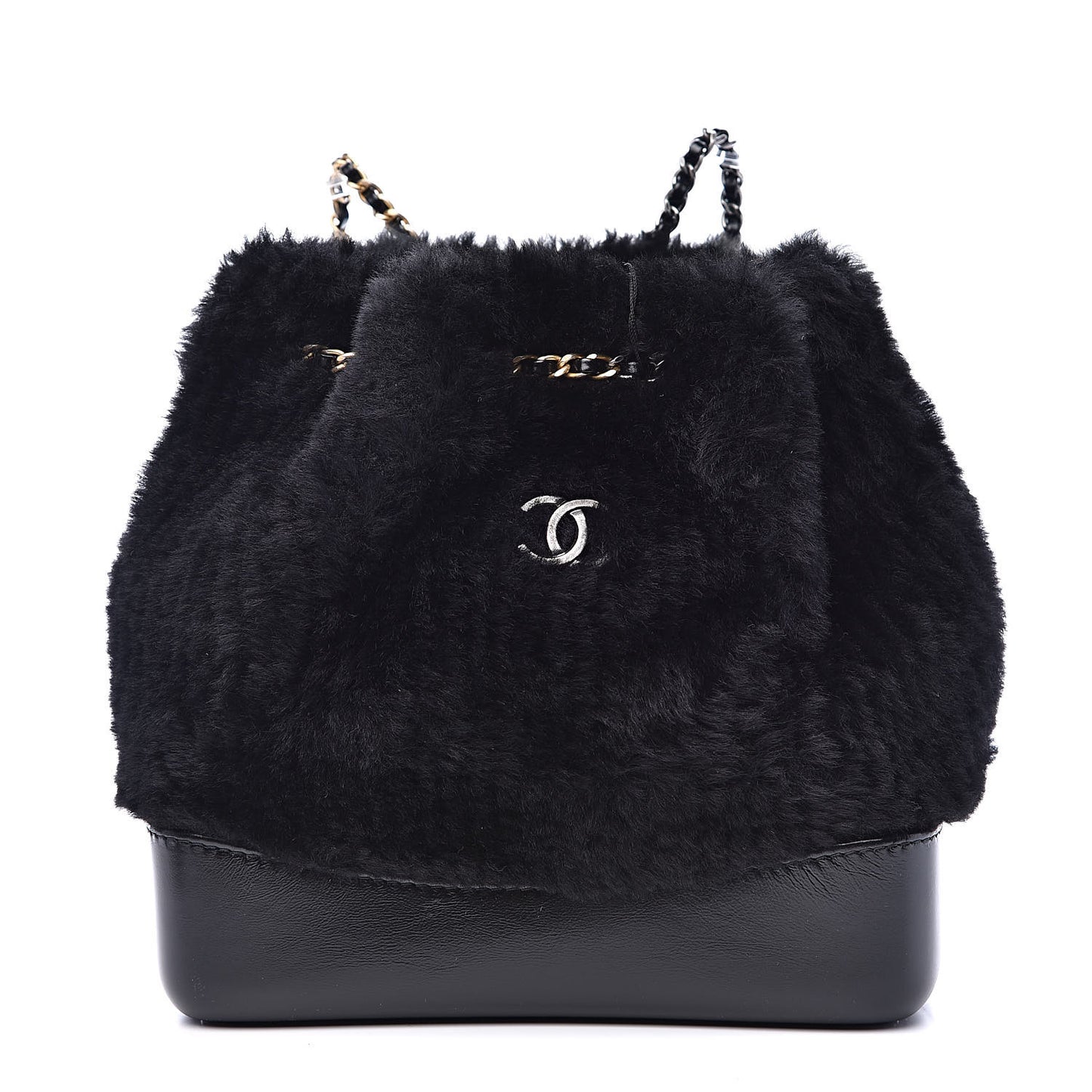 Shearling Small Gabrielle Backpack Black