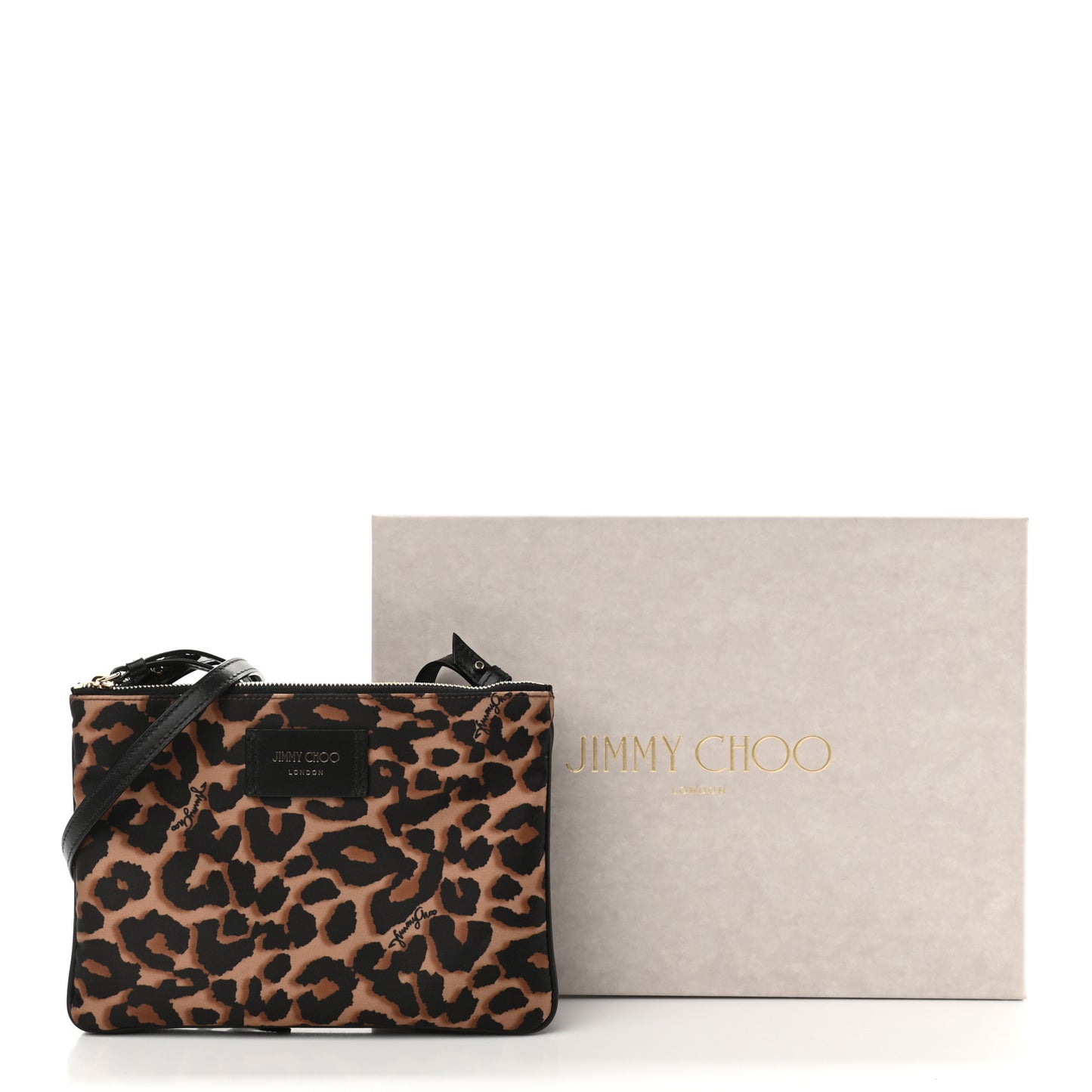 Nylon Leopard Print Candice Crossbody Black