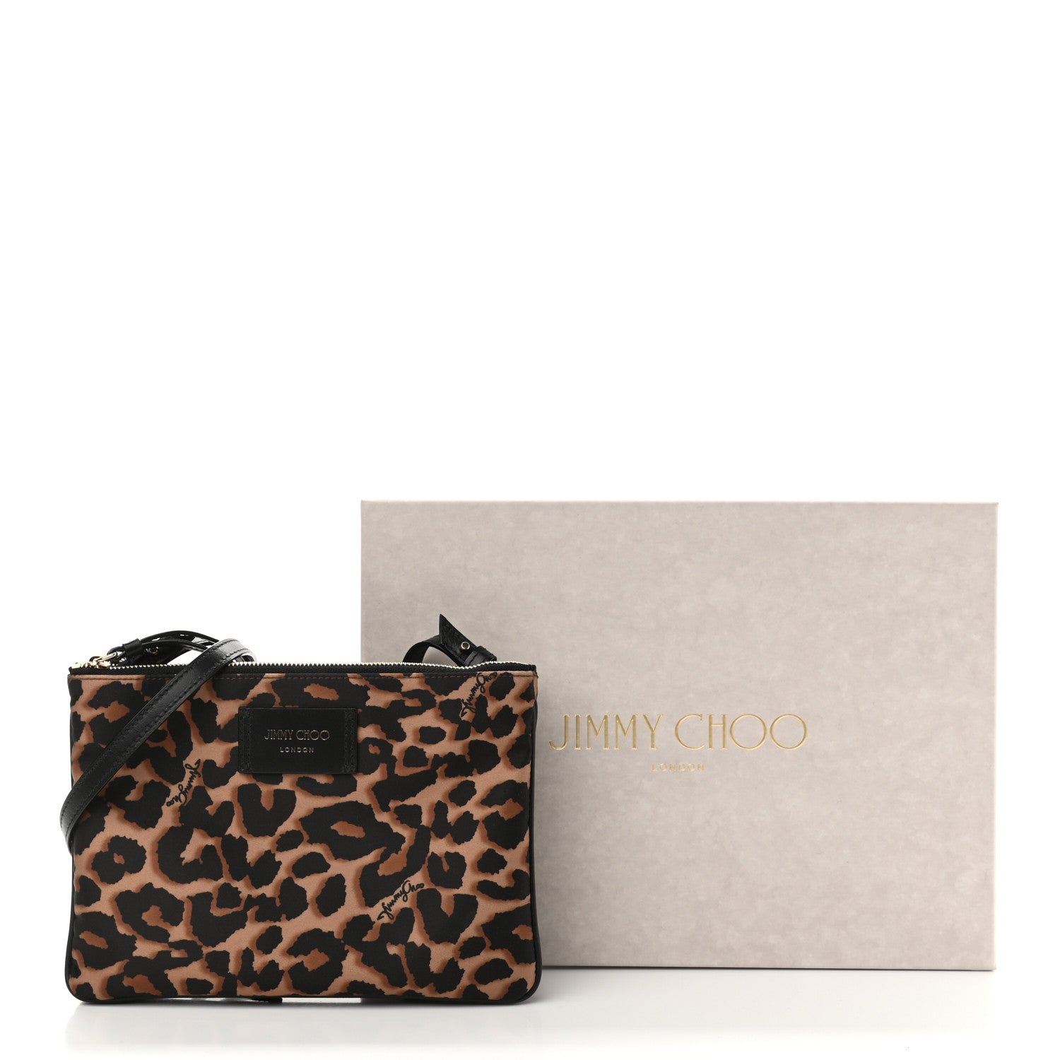 Jimmy Choo Nylon Leopard Print Candice Crossbody Black 13 of 13