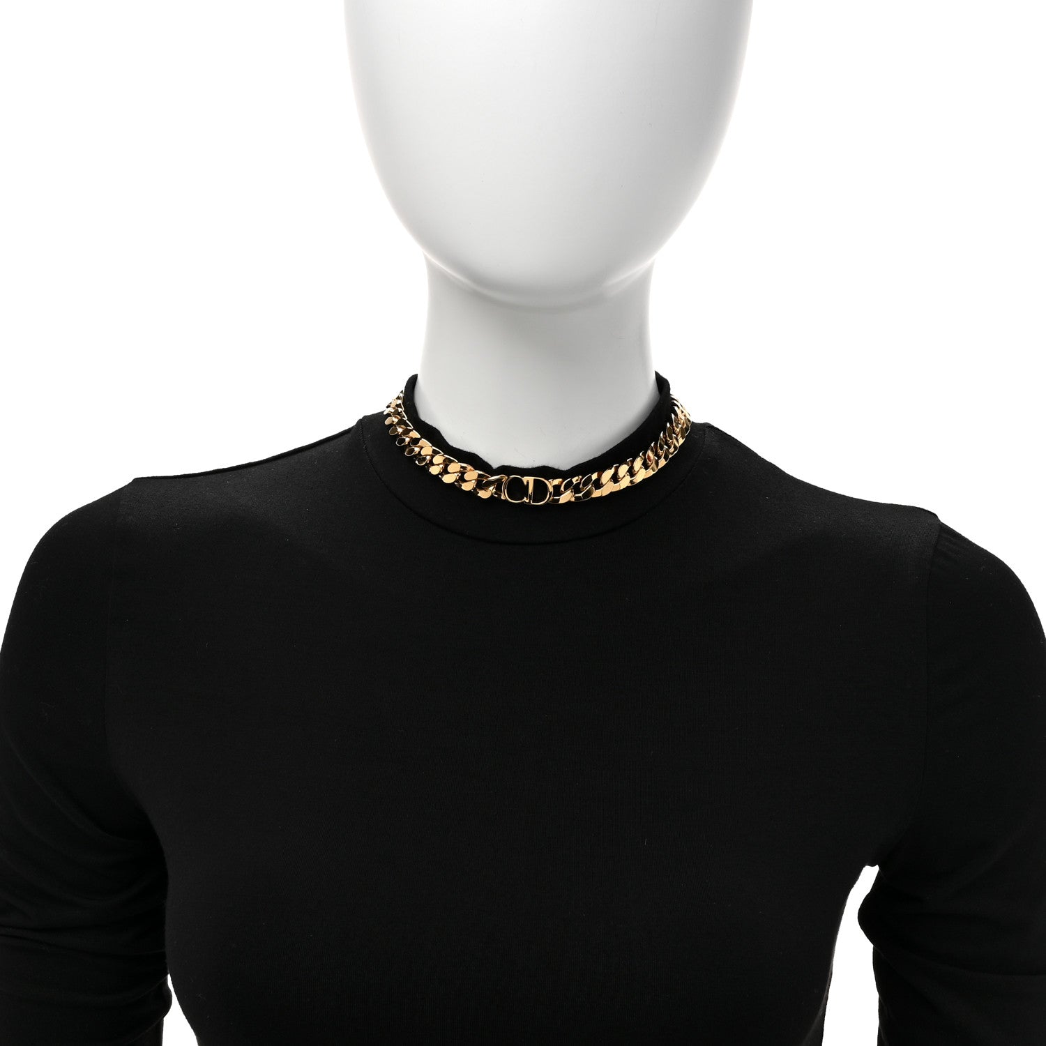 Christian Dior Metal Danseuse Etoile Chain Choker Necklace Gold 2 of 5