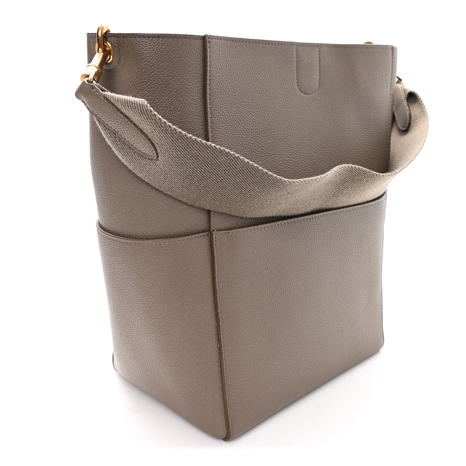 Celine Soft Grained Calfskin Sangle Bucket Bag Taupe 3 of 11